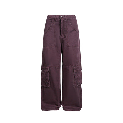 Multi-Pocket Cargo Pants Loose Wide-Leg Casual Trousers