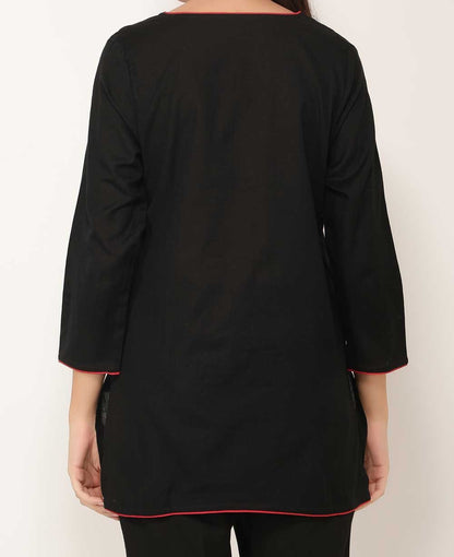 Root Chakra Black And Red Cotton Tunic Top